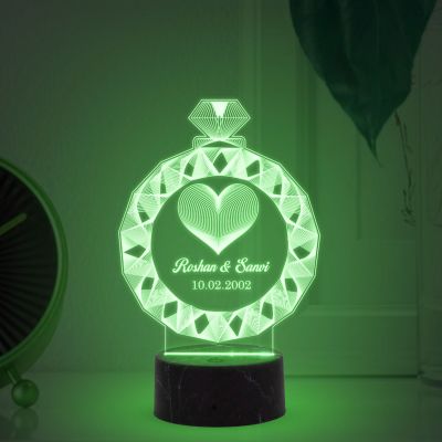 Personalized LED Table Lamp for Couples| Gift For Engagement Multicolored